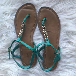 Teal and gold Sandals